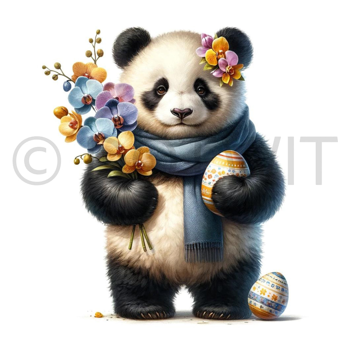 easter panda clipart