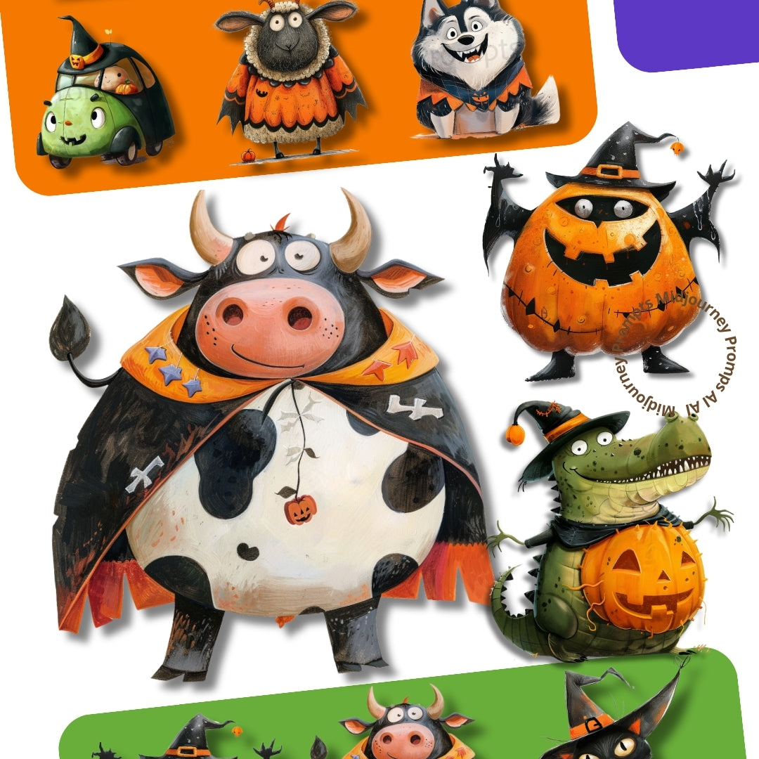 Quirky Animals Halloween Characters Midjourney Prompts
