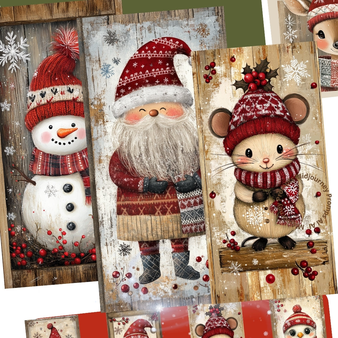 Midjourney Prompts for Wooden Tags Christmas Characters