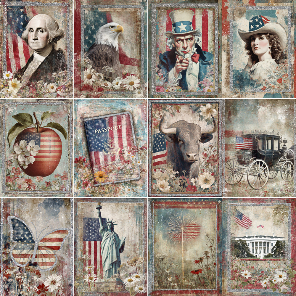 Midjourney V7 Prompts for 4th of July Mixed Media Independence