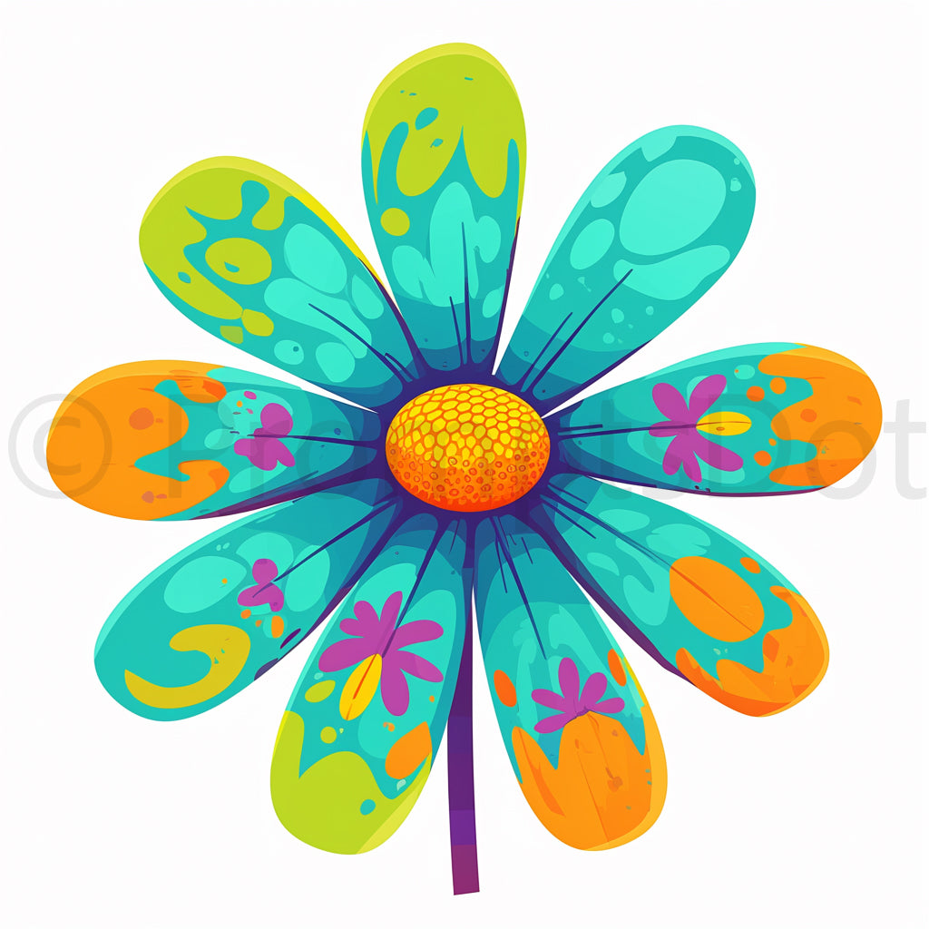 flower 70s Watercolor Hippie Clipart Midjourney Prompts