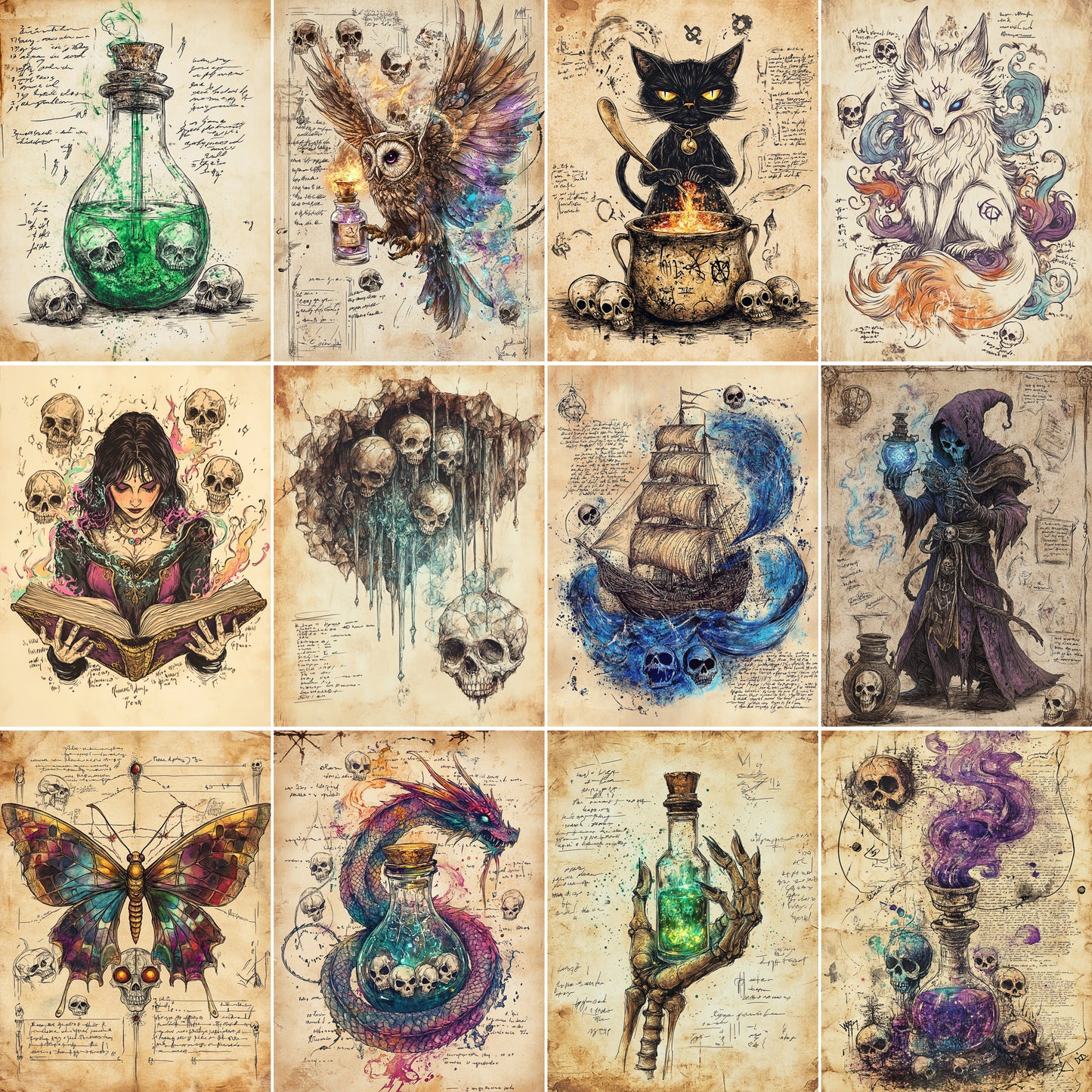 Midjourney Prompts for Alchemy Junk Journal Kit Mystical Art