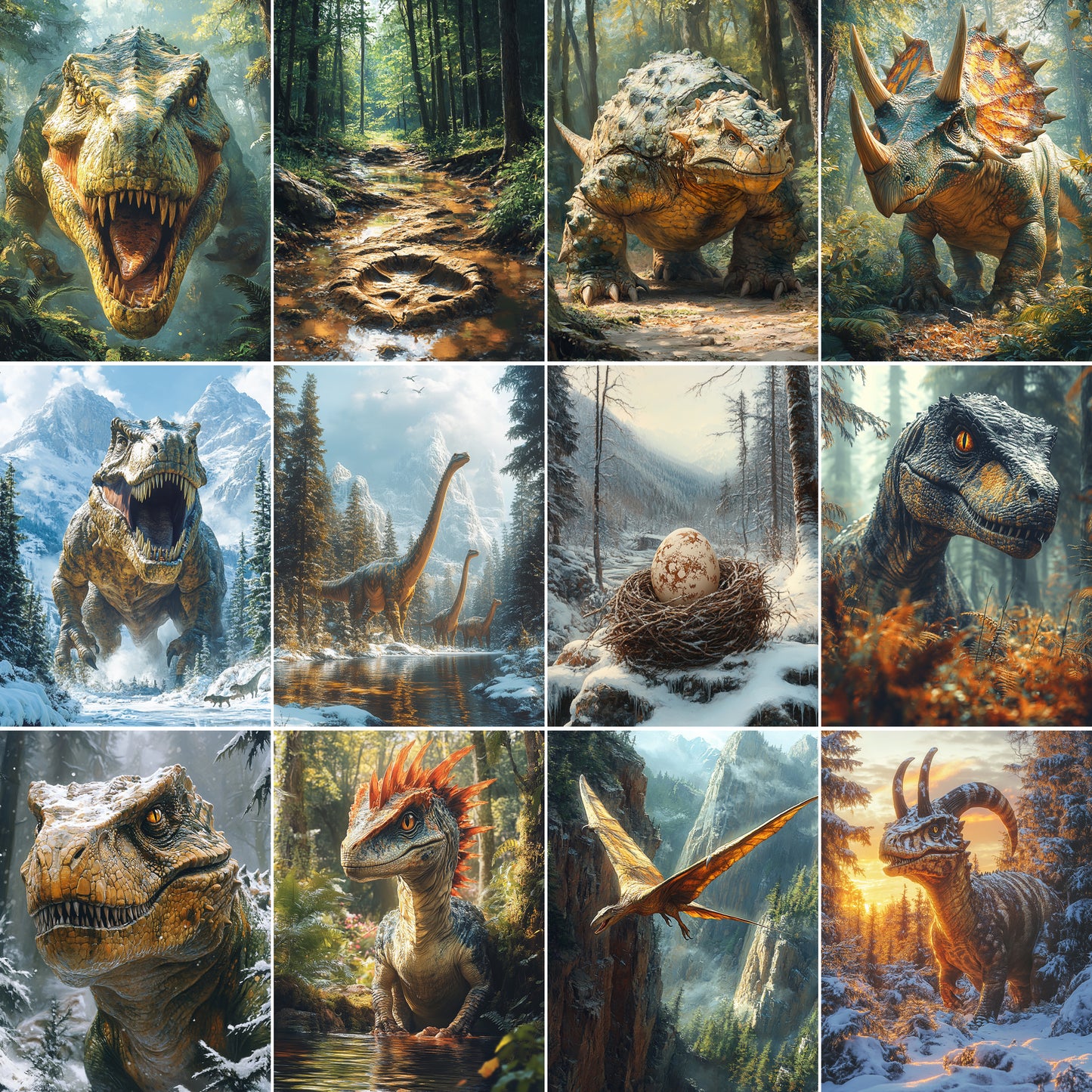Midjourney Prompts for Dinosaurs World Wall Art Posters