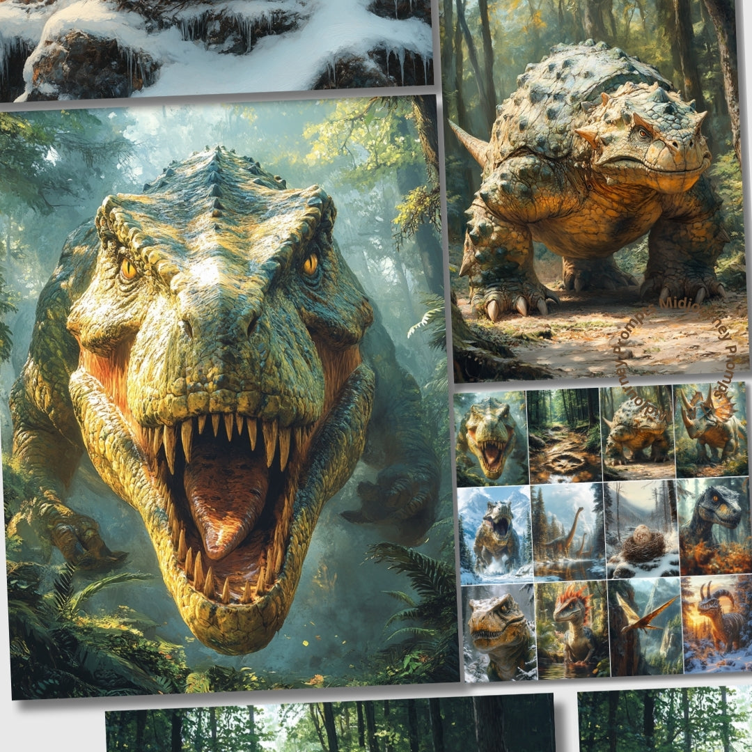 Midjourney Prompts for Dinosaurs World Wall Art Posters