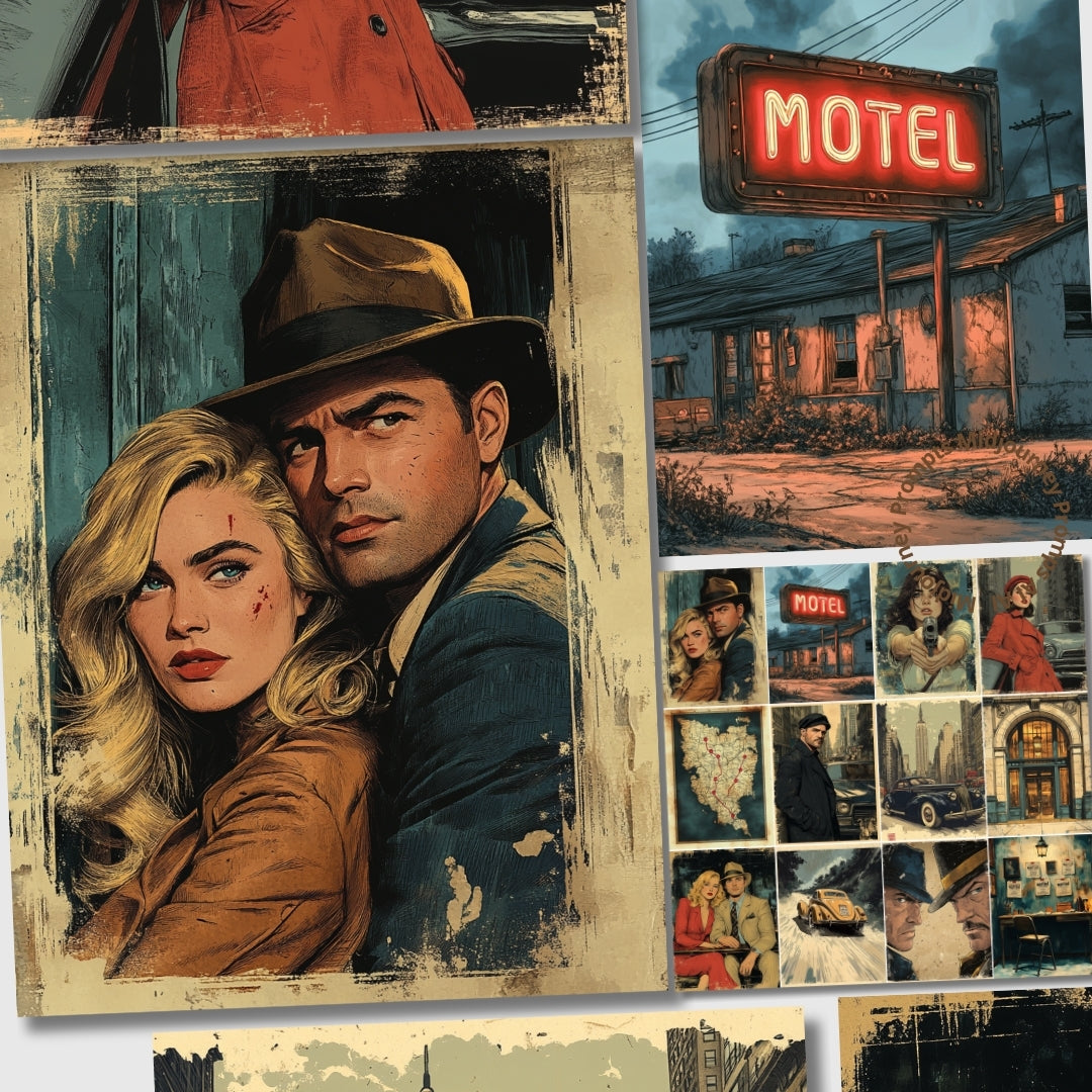 Midjourney Prompts for American Crime Couple Junk Journal Kit