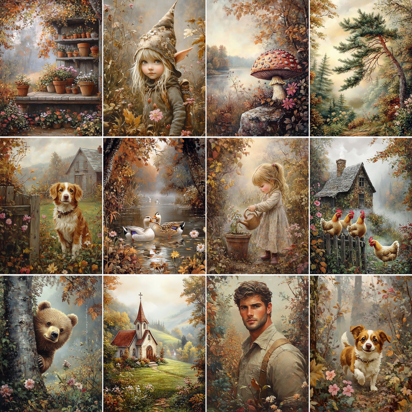 Midjourney Prompts for Autumn Woodland Forest Scrapbook Pages