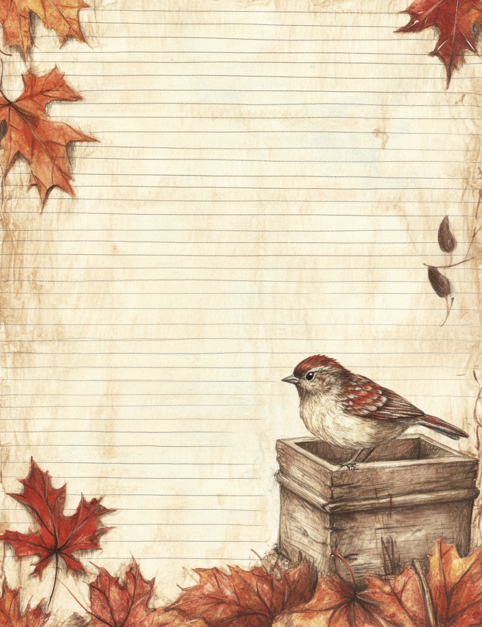 Midjourney Guide PDF for Thanksgiving Autumn Lined Papers