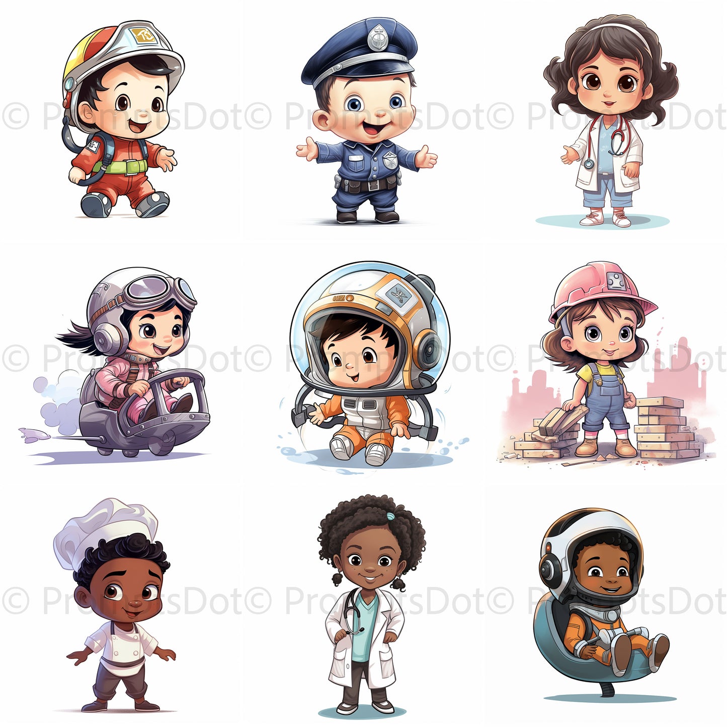 Babies In Professions Kids Workers Cartoons Midjourney Prompt Commercial Use