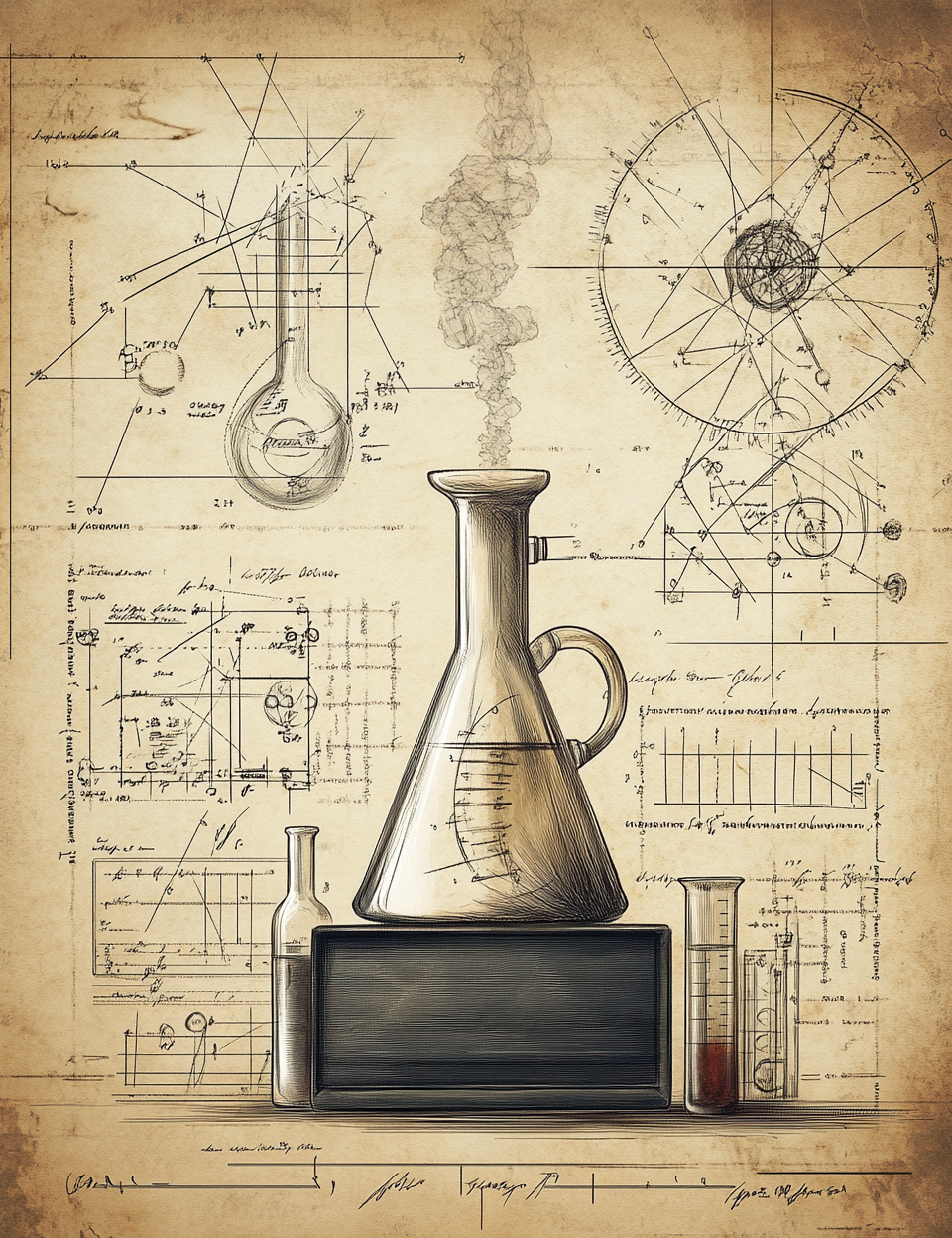 a science kit Midjourney Guide PDF for Tech Back To School Junk Journal Papers
