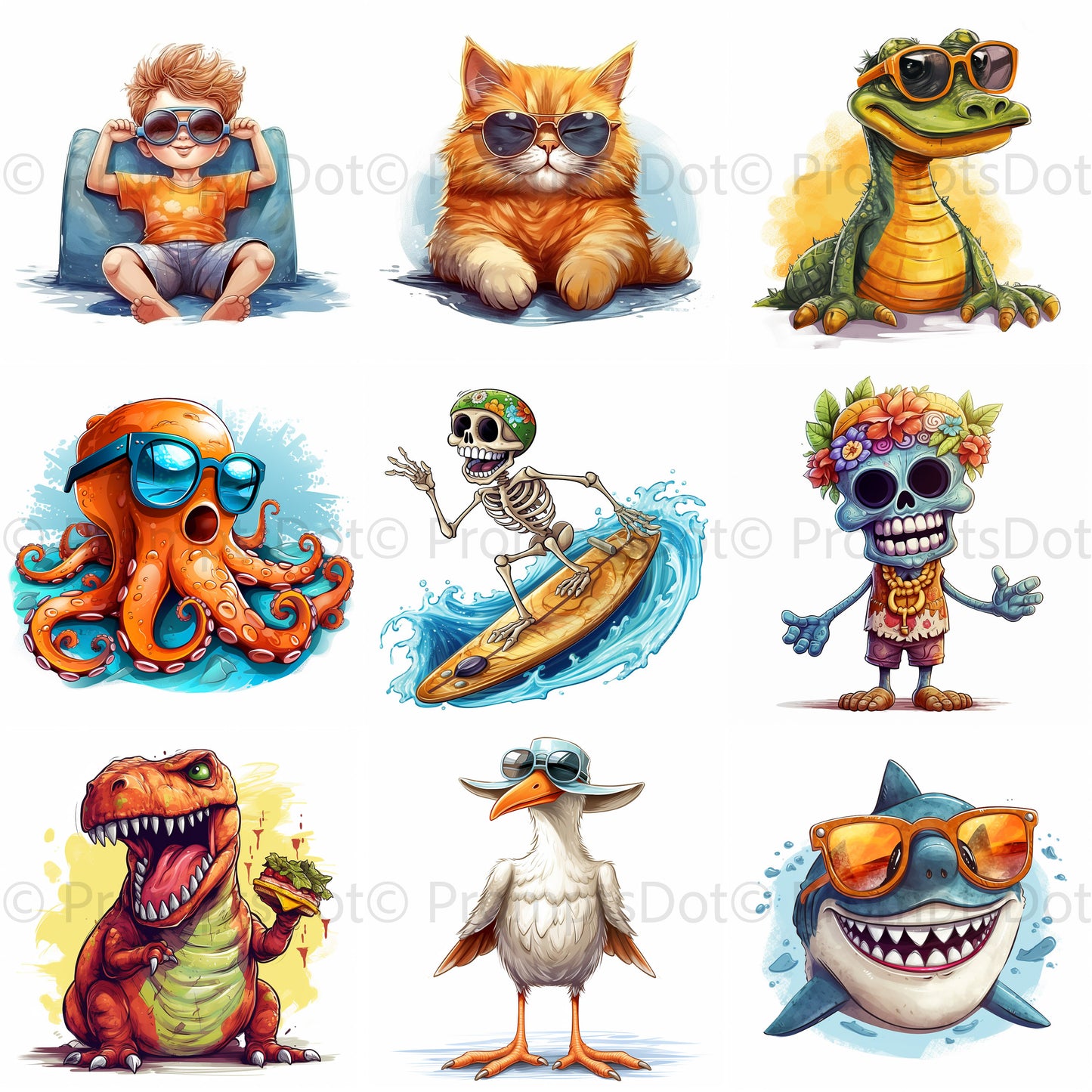 Midjourney Prompt Beach Tshirt Designs Summer Cliparts Instant Download