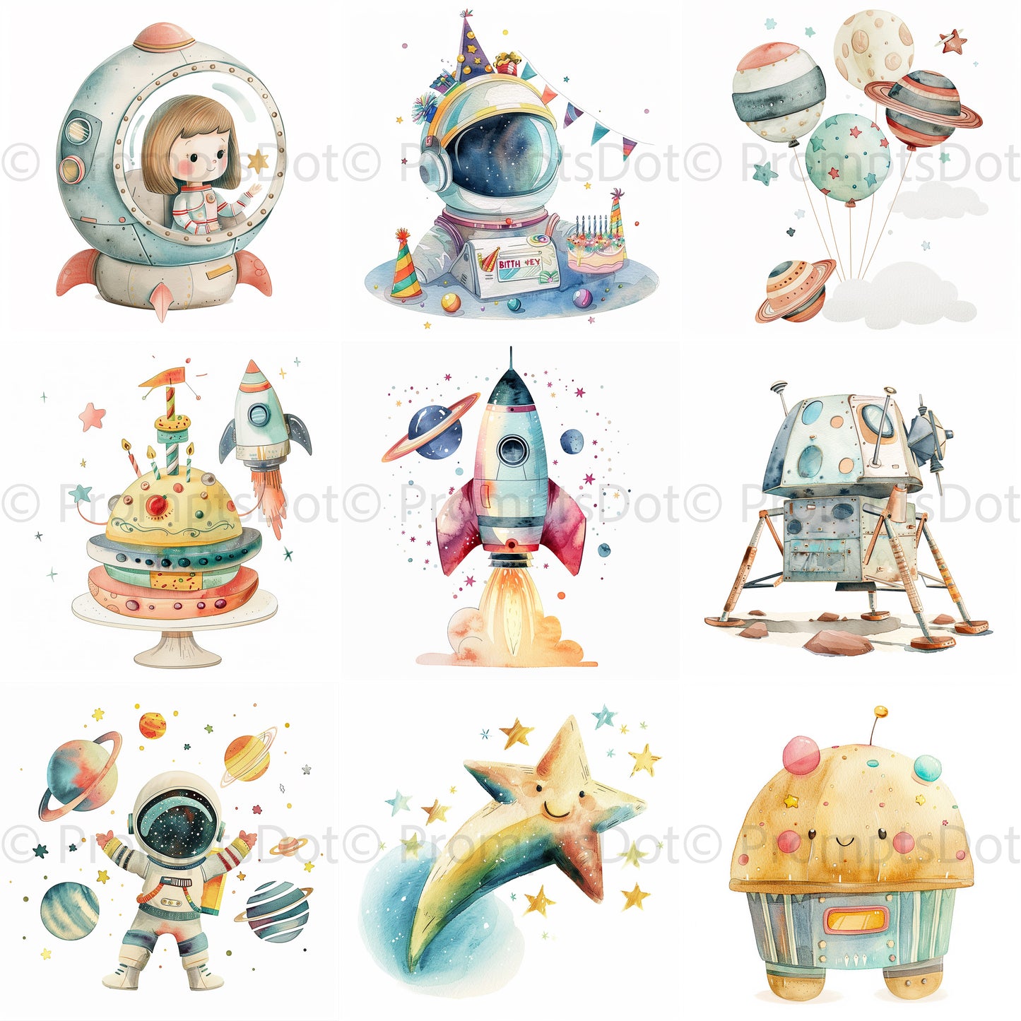 Birthday Astronaut Space Clipart