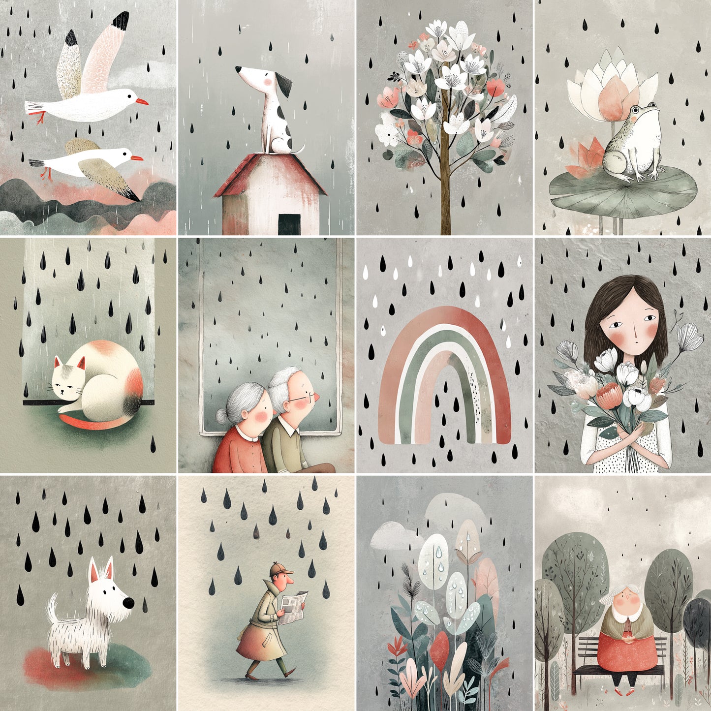 Midjourney V7 Prompts for Black Rainy Day Handmade Style Pages