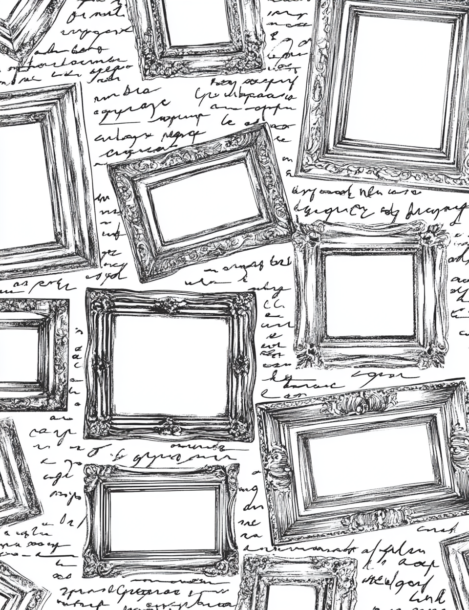 Midjourney Prompts for Black and White Printable Stamp Papers