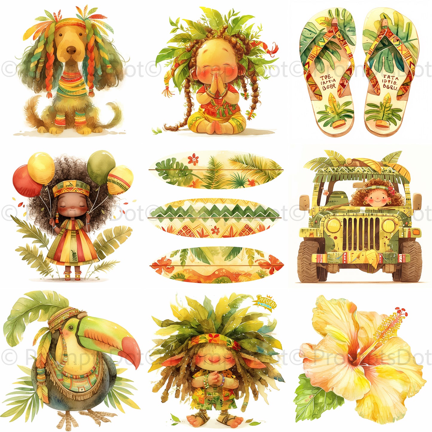 Boho Beach Watercolor Midjourney Prompts
