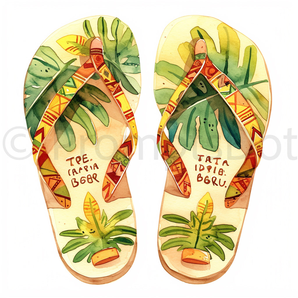 flip flop Boho Beach Watercolor Midjourney Prompts