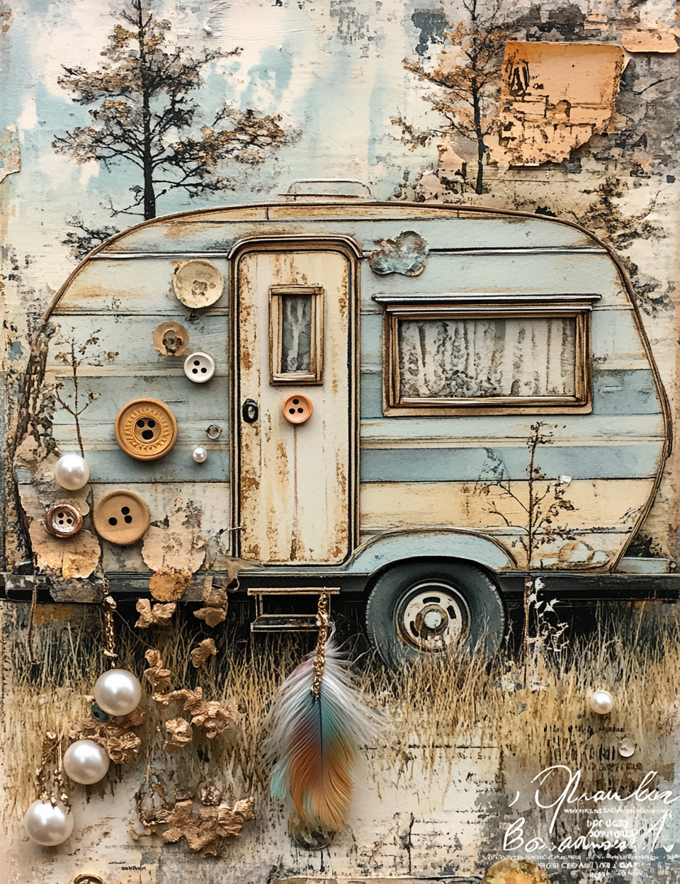 Midjourney Prompts for Boho Mixed Media Scrapbooking Papers
