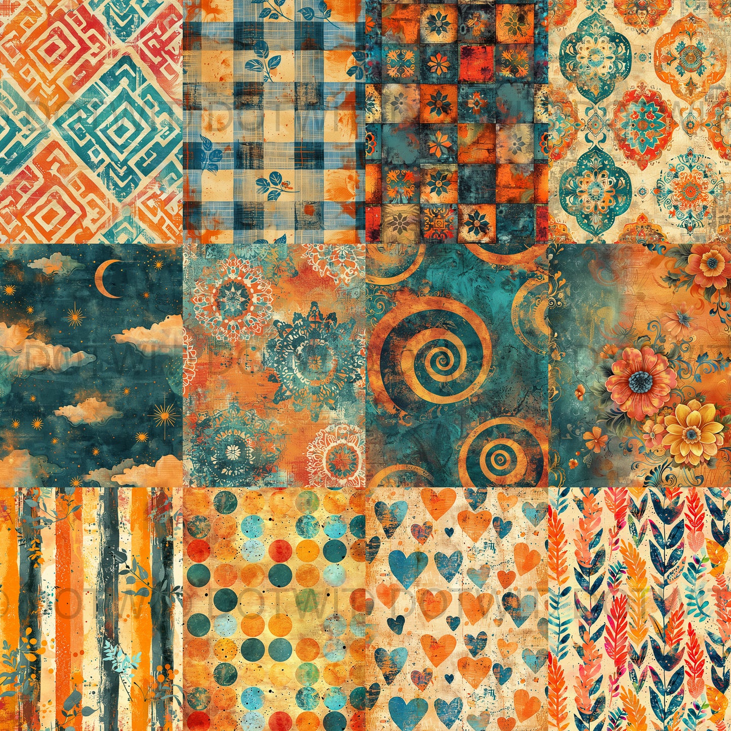 Boho Seamless Junk Journal Paper