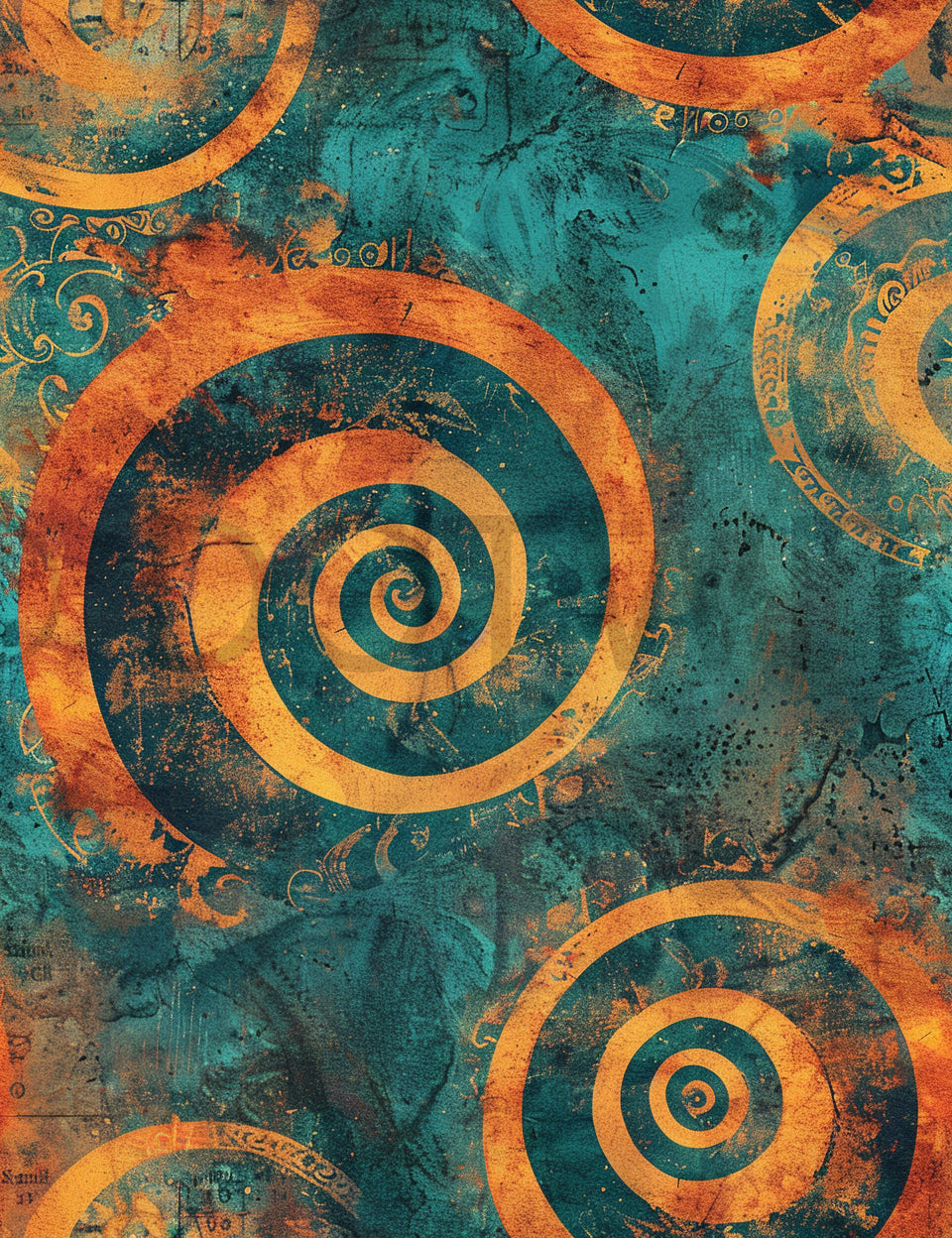 spirals Boho Seamless Junk Journal Paper