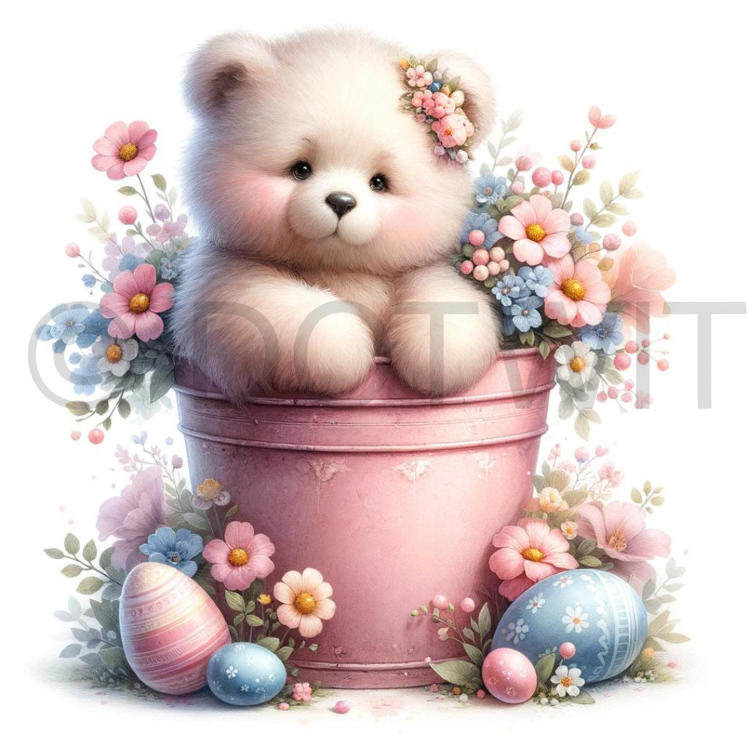 bear in bucket easter clipart