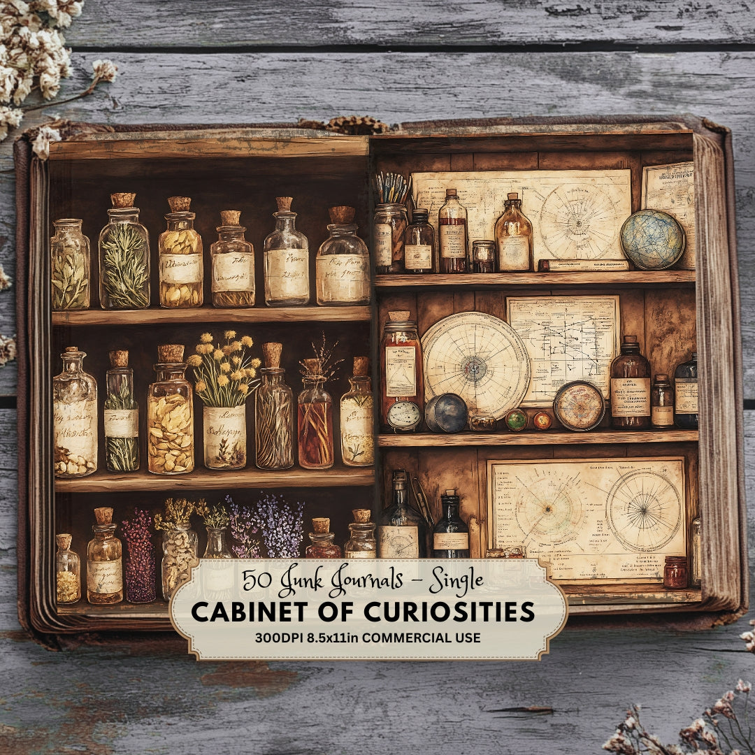 50 Cabinet of Curiosities Junk Journal Kit