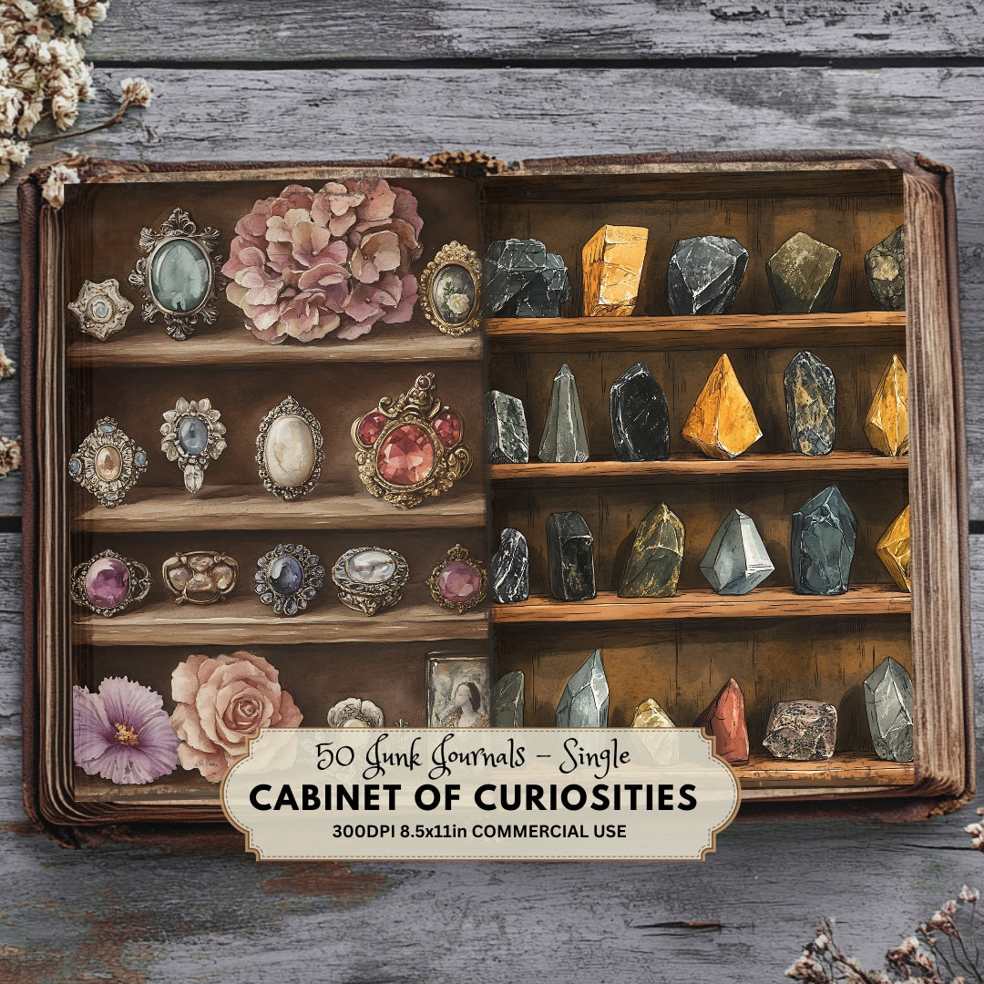 50 Cabinet of Curiosities Junk Journal Kit