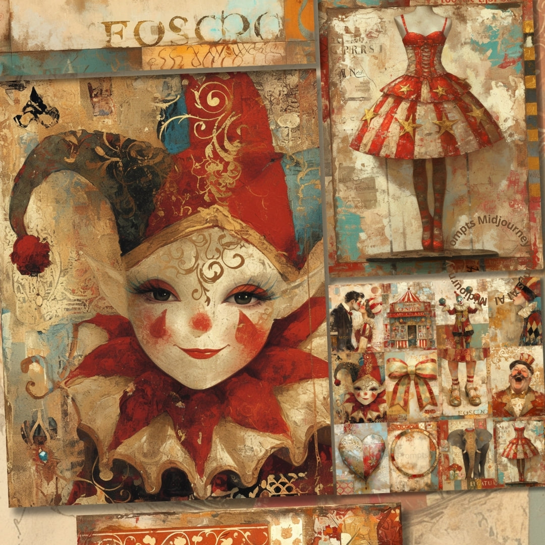 Midjourney Prompts For Carnival Circus Junk Digital Papers