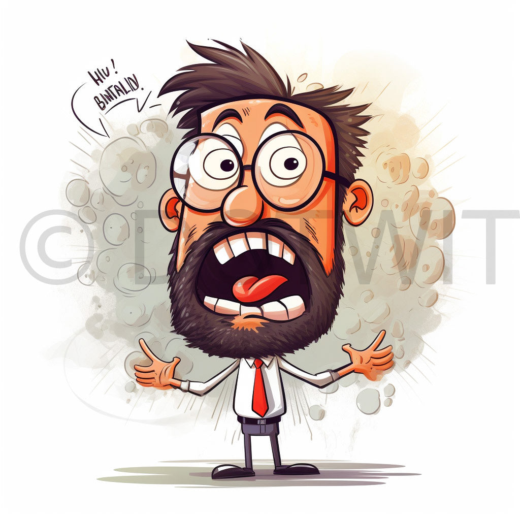 a funny teacher screaming Digital Cartoon Tshirt Designs Funny Clipart and Midjourney Prompt