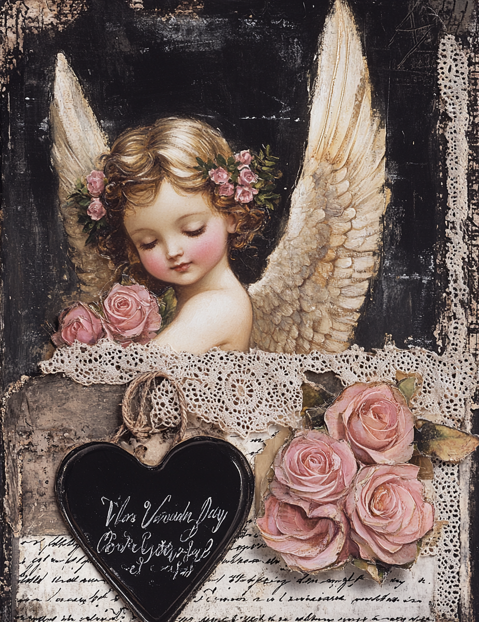 Midjourney Prompts for Chic Romantic Black Pink Mixed Media