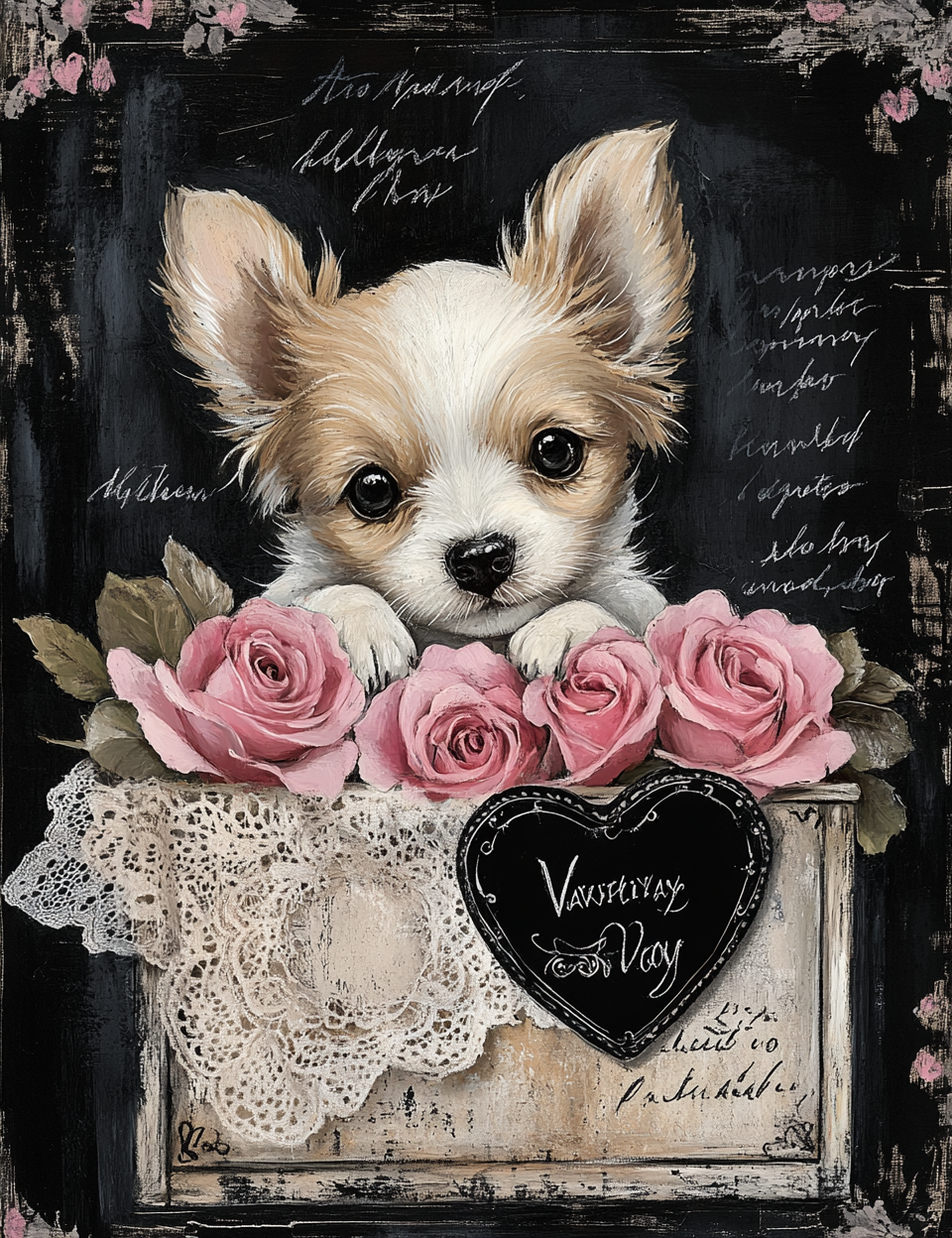 Midjourney Prompts for Chic Romantic Black Pink Mixed Media
