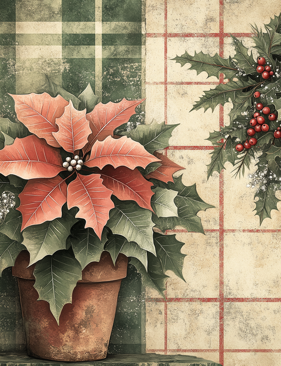 Midjourney Prompts for Rustic Cottage Christmas Plaid Papers