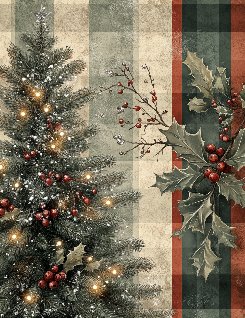 Midjourney Prompts for Rustic Cottage Christmas Plaid Papers