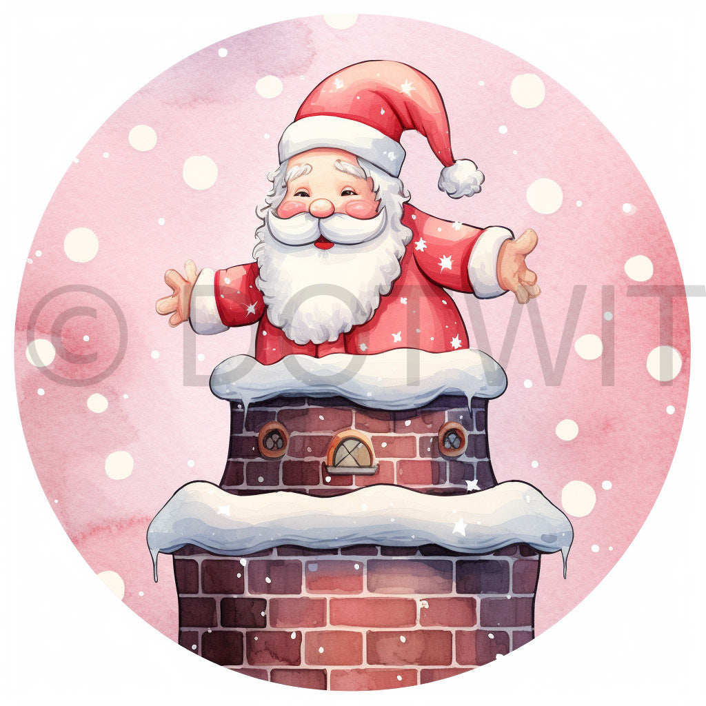 a santa on the chimney Christmas Stickers Cute Digital Ornaments and Midjourney Prompt Commercial Use