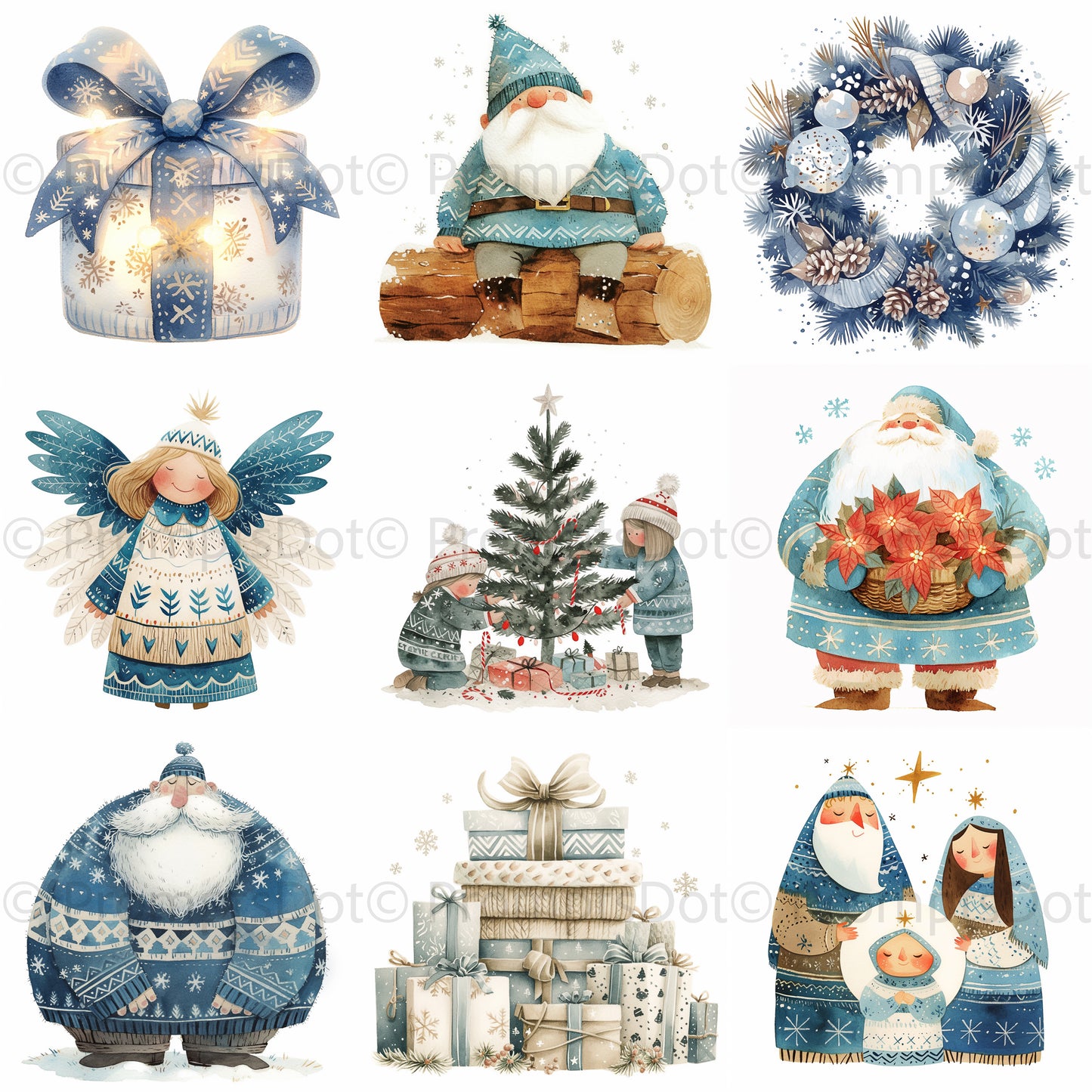 grid Coquette Christmas Clipart Midjourney Prompts