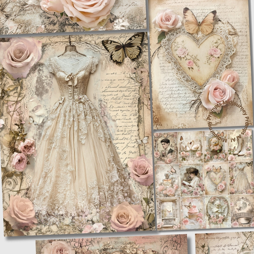 Midjourney Prompts for Coquette Valentines Printable Papers