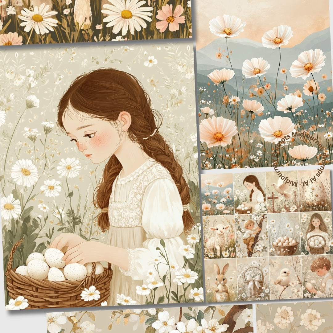 Midjourney Prompts for Country Farmhouse Easter Spring Junk Journals