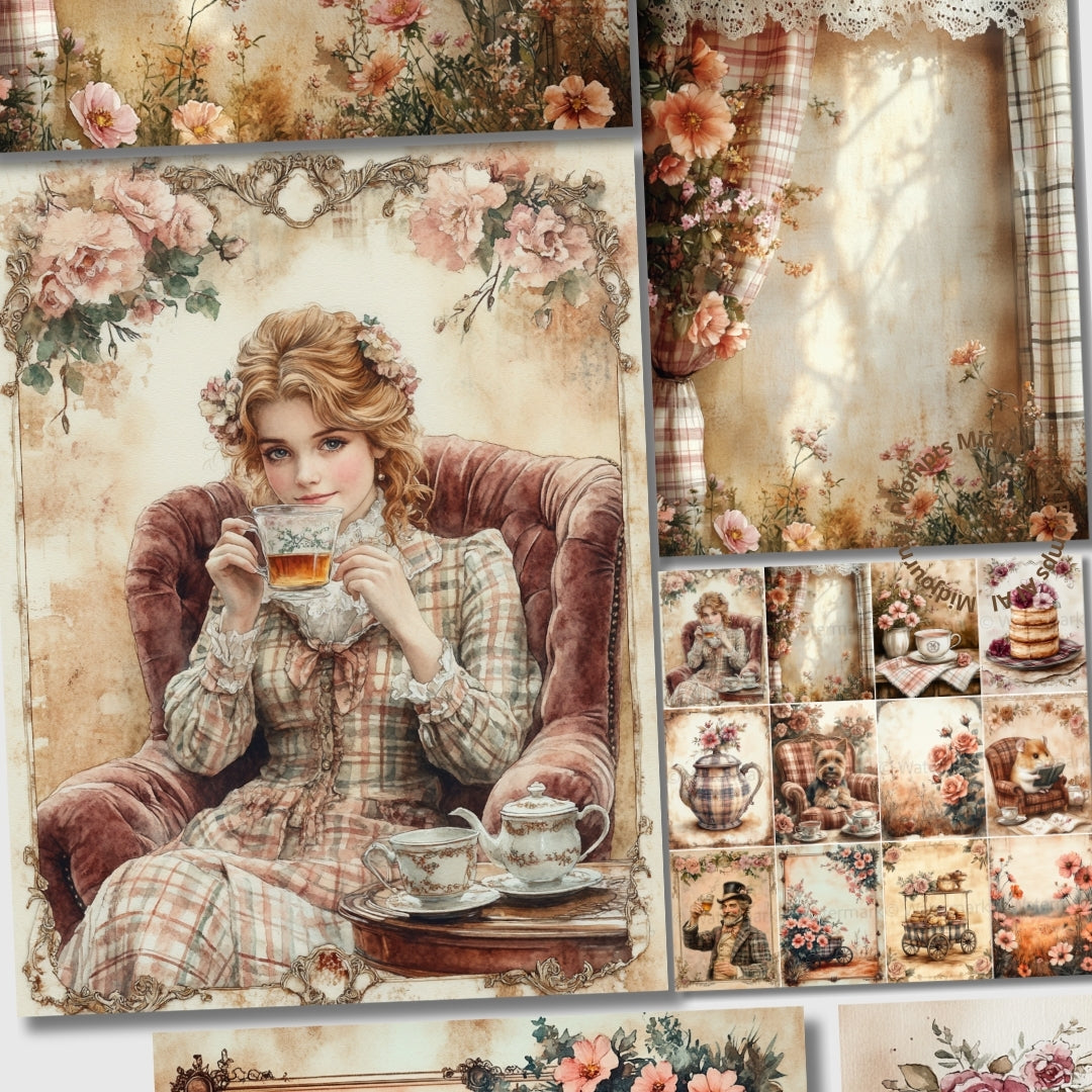 Midjourney Prompts for Afternoon Tea Junk Journal Kit
