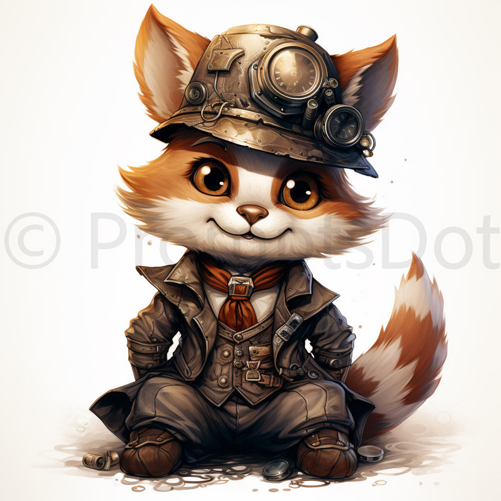 Cute Animals Steampunk Digital Art and Midjourney Prompt