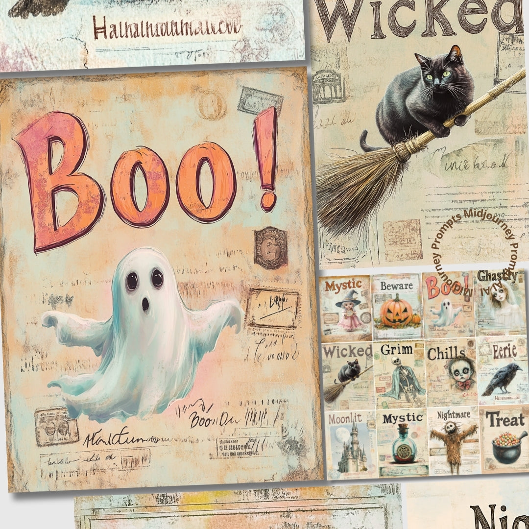 Midjourney Prompts for Cute Horror Tickets with Spooky Text