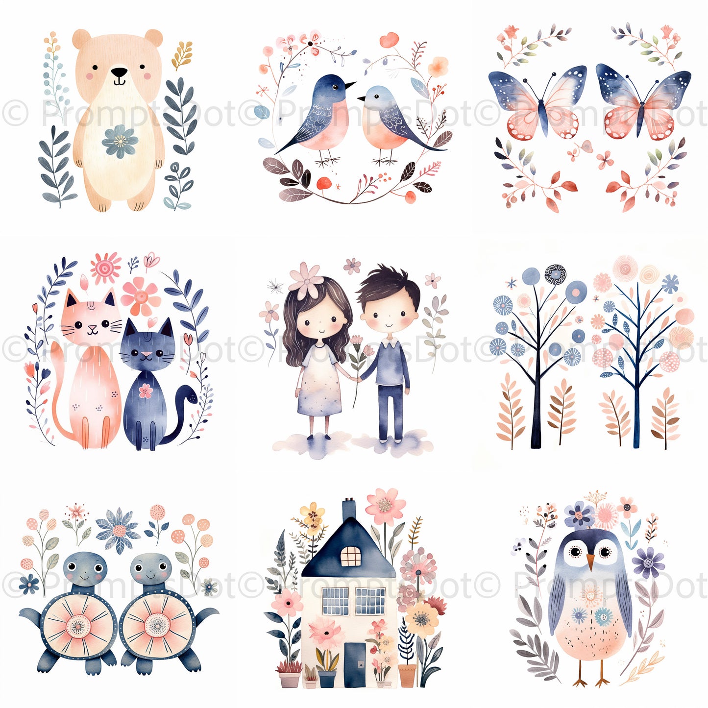 Cute Nursery Art Wall Decoration Decals Midjourney Prompt Commercial Use