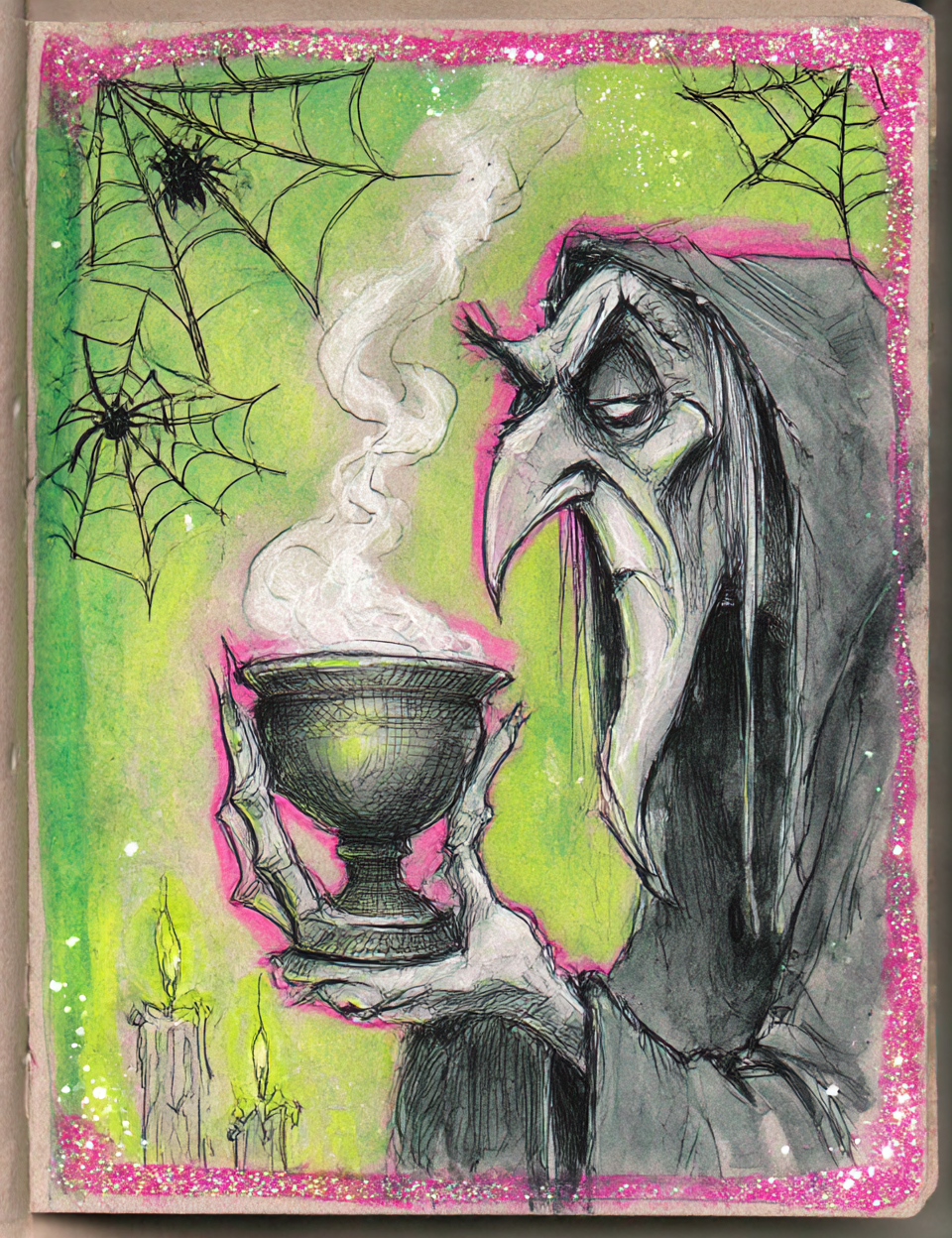 Midjourney V7 Prompts for Cute Spooky Gothic Witchcraft Junk Journals