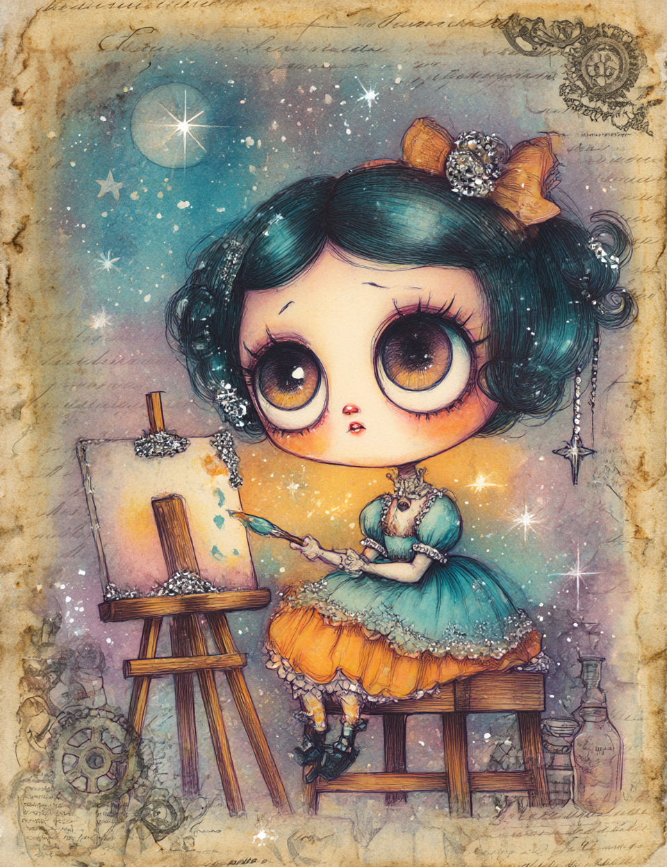 Midjourney V 7 Prompts for Cute Steampunk Junk Journal Art