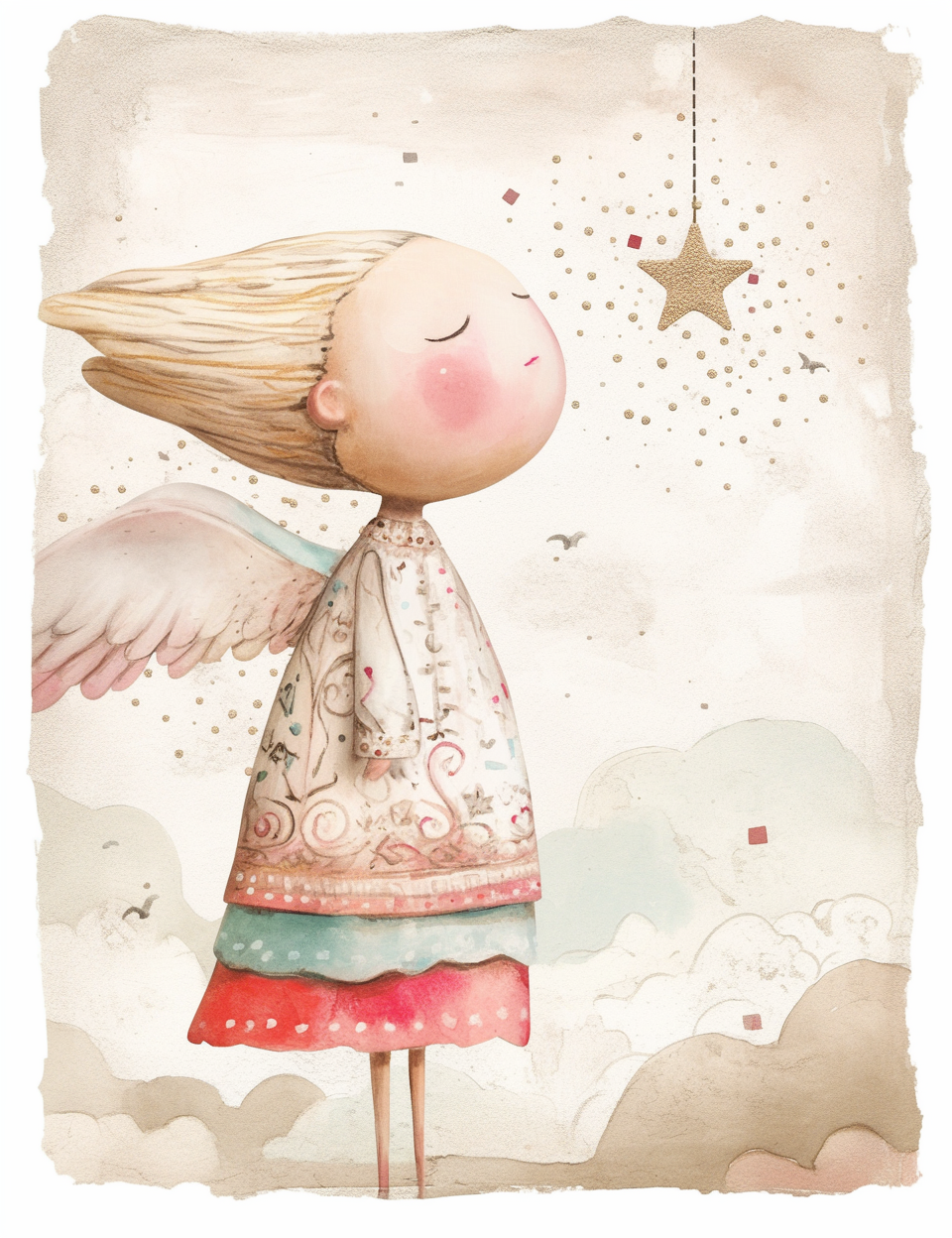 Midjourney NIJI Prompts for DUAL DUAL Christmas Angel Junk Journal Pages