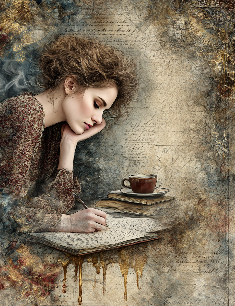 Midjourney V 7 Prompts for DUAL Coffee Stains Junk Journal Pages