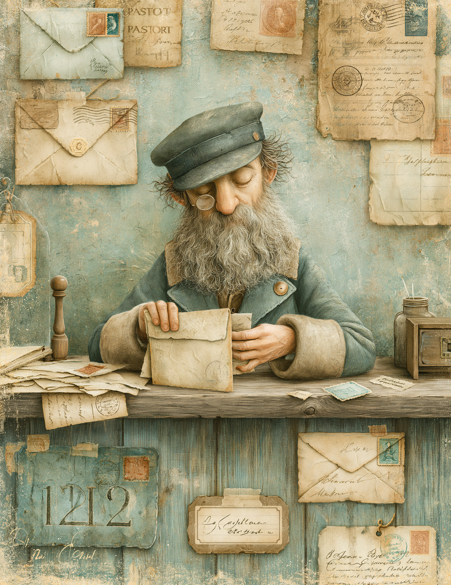 Midjourney V 8.1 Prompts for DUAL Postal Office Junk Journal Pages