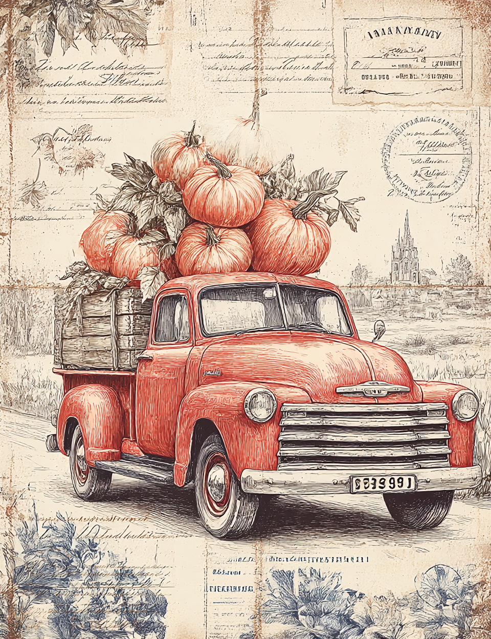 Midjourney V 7 Prompts for DUAL Pumpkin Patch Junk Journals