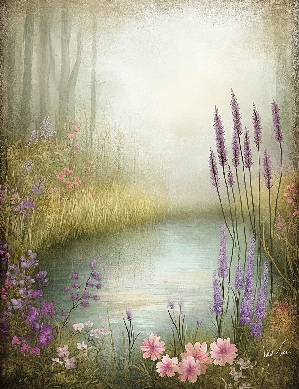 Midjourney V 6.1 Prompts for DUAL Purple Pond of Stories Junk Journal