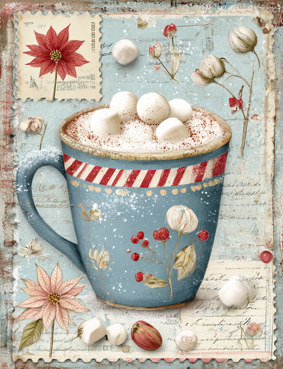 Midjourney V 7 Prompts for DUAL Quirky Christmas Postage Papers