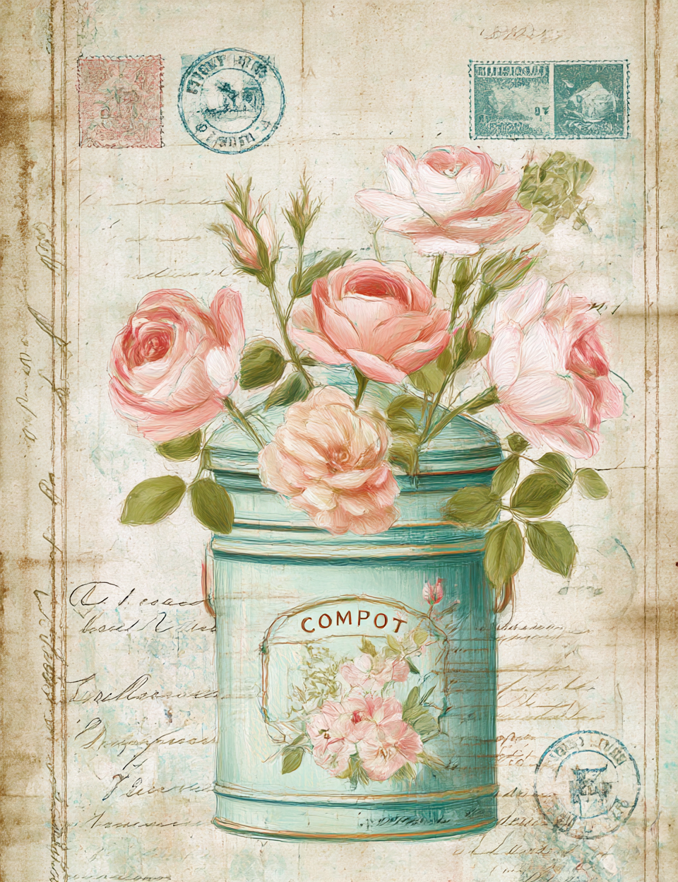 Midjourney V7 Prompts for Delicate Watercolor Roses Shabby Ephemera