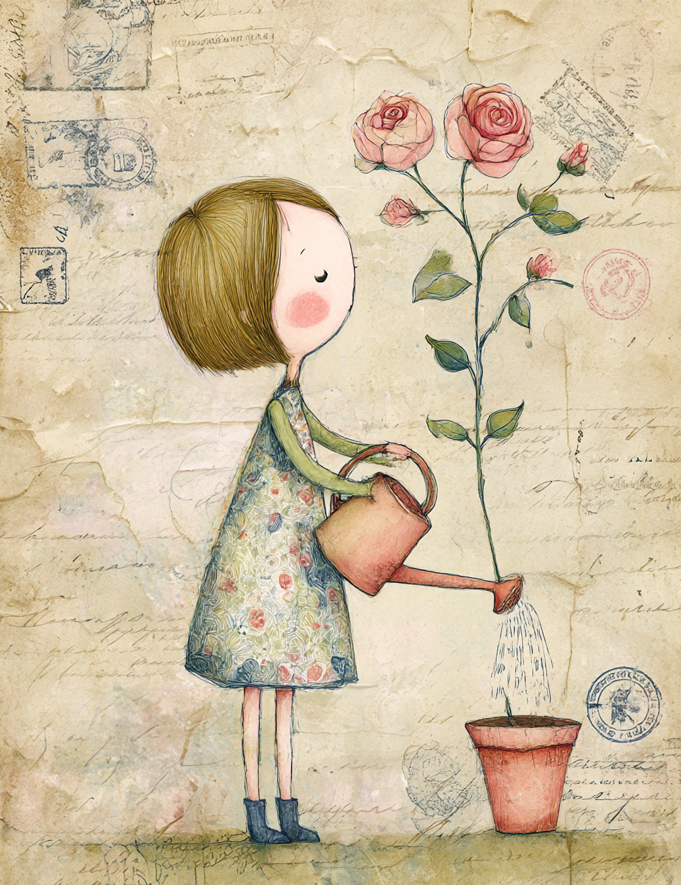 Midjourney V7 Prompts for Delicate Watercolor Roses Shabby Ephemera