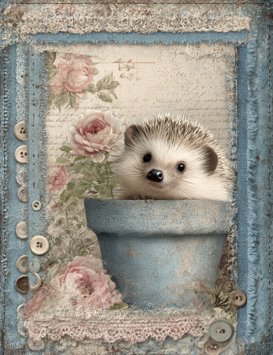 Midjourney V7 Prompts for Denim Chic Cute Animals Flowers Pages